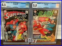 SUPERMAN 199 FLASH 175 CGC 5.5 1st 2nd Superman vs Flash Race 1967