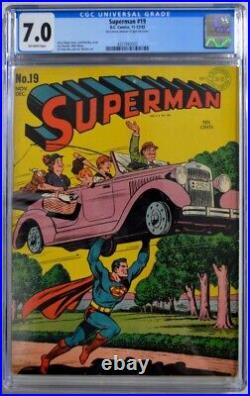 SUPERMAN #19 CGC 7.0 DC 1942 Siegel story Shuster art Classic Cover