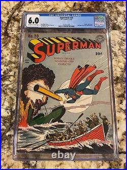 SUPERMAN #20 CGC 6.0 OWithWH PGS CLASSIC GOLDEN AGE WW II COVER LOOKS NICER ICONIC