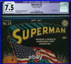 SUPERMAN #24 CGC 7.5 DC 1943 Classic Flag Cover