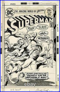SUPERMAN #285 ORIGINAL COMIC BOOK COVER ART NICK CARDY 1975 Bronze Age rare