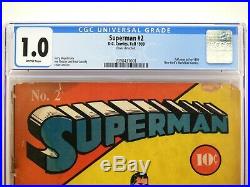 SUPERMAN #2 1939 CGC 1.0 FR Key DC Golden Age Comic RARE 2nd Issue! UNRESTORED