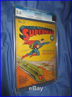 SUPERMAN #3 CGC 5.0 (Classic Train Cover 1940) Joe Shuster/Jerry Siegel