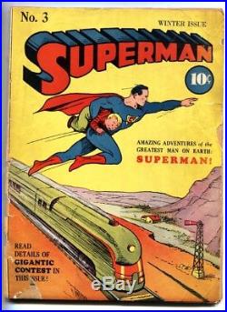 SUPERMAN #3-Golden-Age Comic Book-1940-RARE DC