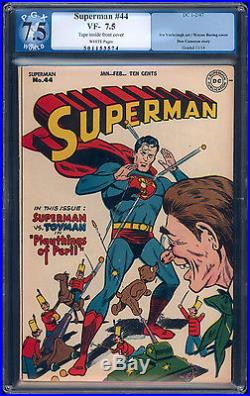 SUPERMAN #44 1947. PGX Graded 7.5 VF. Features a TOYMAN Cover and Story