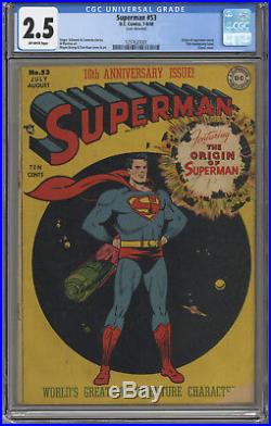 SUPERMAN #53 CGC 2.5 Off-WHITE 1st Complete Origin Classic Cover Free Shipping