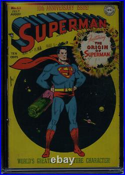 SUPERMAN #53 CGC-3.5, OW Classic cover Origin of Superman retold