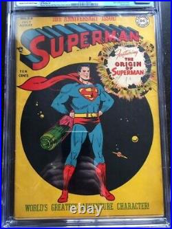 SUPERMAN #53 CGC FN- 5.5 CM-OW origin of Superman retold! Major key