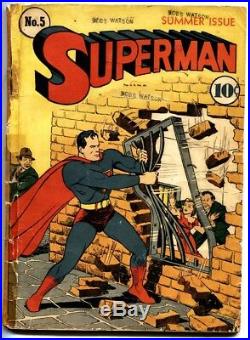 SUPERMAN #5-1940-Golden-Age Superhero DC Comic 4th Lex Luthor