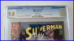 SUPERMAN #75 CGC 9.8 EPIC DOOMSDAY vs SUPERMAN BATTLE DEATH OF SUPERMAN 1992