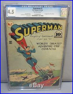 SUPERMAN #7 (Perry White 1st app) Golden Age 1940 DC Comics CGC 4.5 Unrestored