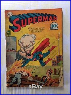 SUPERMAN #8 Golden Age Comic, 10 CENT ISSUE, Complete, No Reserve