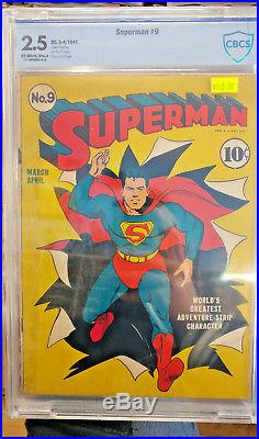 SUPERMAN #9 CBCS 2.5 Historic Golden Age Superman cover! 1941