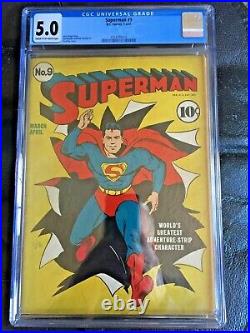 SUPERMAN #9 CGC VG/FN 5.0 CM-OW Fred Ray cover