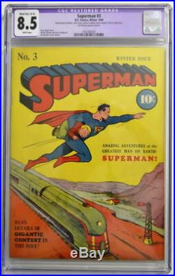 SUPERMAN COMICS #3 CGC 8.5 Superman 1940 reprints Action 5 & 6 stories