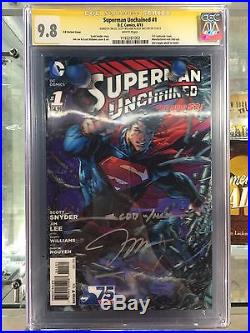 Superman Unchained 3-d Variant #1 Cgc Ss 9.8 Signed By Jim Lee Sinclair Williams