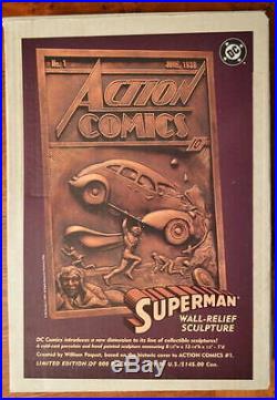 SUPERMAN WALL RELIEF SCULPTURE ACTION COMICS #1 Ltd Ed #398/800 Cold Cast MIB