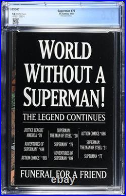 SUPERMAN v2 #75 NEWSSTAND VARIANT 1ST PRINT 1/1993 CGC 9.6 NM+ WHITE PAGES