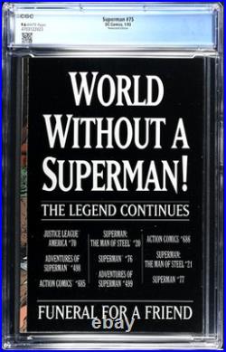 SUPERMAN v2 #75 NEWSSTAND VARIANT 1ST PRINT 1/1993 CGC 9.6 NM+ WHITE PAGES