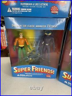 SUPER FRIENDS dc direct DELUXE ACTION FIGURE Set Of 6 Batman Superman Aquaman ++