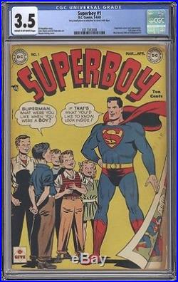Superboy #1 Cgc Vg 3.5 Key Golden Age 1st Issue 1949 $1750 Guide Value