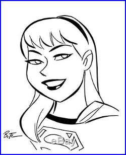 Supergirl by Bruce Timm Original Art Commission Sketch 8.5x11 Superman DC Comics