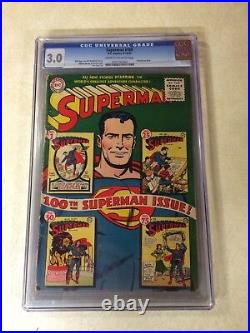 Superman #100 CGC 3.0 KEY ISSUE 1955 CLASSIC COMIC COVER KRYPTON sub teacher