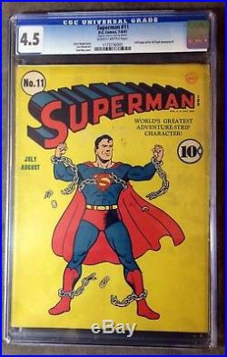 Superman #11 Vol. 1, July-August 1941 CGC 4.5 Famous & Iconic cover
