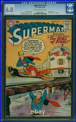 Superman # 123 CGC (6.0) D. C. Comics Aug. 1958 Supergirl Tryout