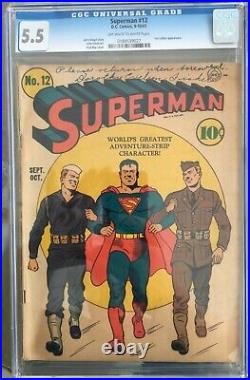 Superman #12 (1941) CGC 5.5 - O/w to white pages Lex Luthor app War cover