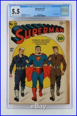 Superman #12 CGC 5.5 FN- DC 1941 Luthor App