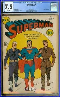 Superman #12 Cgc 7.5 White Pages // Golden Age Luthor Appearance 1941