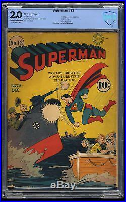 Superman #13 CBCS GD 2.0 Cream To Off White WWII Action Cover