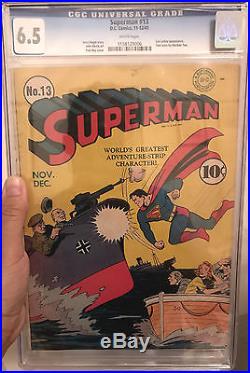 Superman #13 (DC, 1941) CGC FN+ 6.5 Off-white to white pages Golden Age Comic