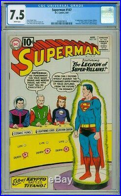 Superman 147 WHITE 1st APP EVIL Legion of Super Villains! 247 adventure swipe