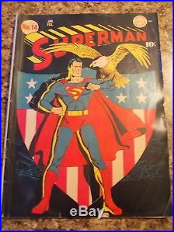 Superman #14 DC comic from the 1940's! Iconic cover, rare book