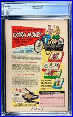 Superman #154 1962 CGC Graded 5.5 Just Graded-New Holder