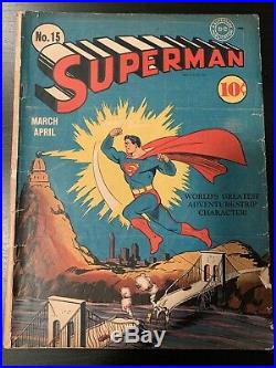 Superman #15 DC Golden Age March/ April 1942 Hard to find