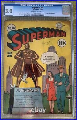 Superman #16 (1942) CGC 3.0 - First Lois Lane cover in title Jerry Siegel