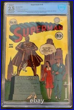 Superman #16 CBCS 2.5 RESTORED (ext) 1st Lois Lane cover this title Key 1942