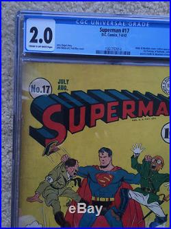 Superman #17 CGC 2.0 Hitler and Hirohito World War 2 cover