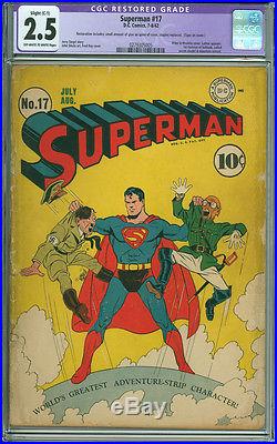 Superman 17 CGC 2.5 (R) GD+ DC 1942 Hitler & Hirohito 1st Fortress of Solitude