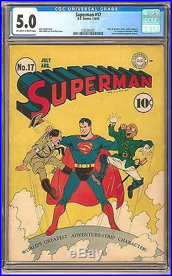 Superman #17 CGC 5.0 WWII, Hirohito Cover 1st Fortress of Solitude