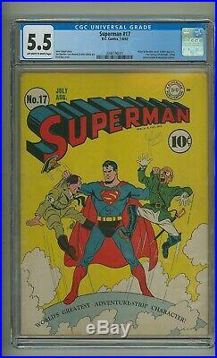 Superman 17 (CGC 5.5) OWithW pages Hitler and Hirohito cover DC 1942 (c#24821)