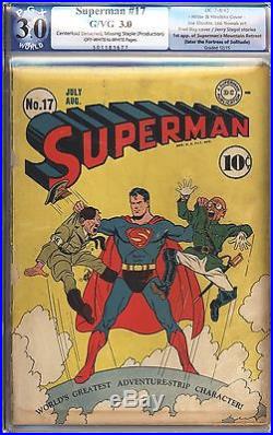 Superman #17 Vol 1 PGX 3.0 Very Nice Unrestored Classic Hitler Cover Very Rare