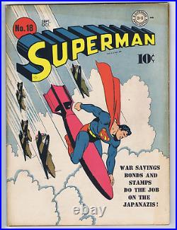Superman #18 DC Pub 1942 CLASSIC Fred Ray War COVER! BOOK IS NOT IN CGC HOLDER