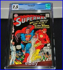 Superman 199 CGC 7.5 Off-White Pages 1967 1st Flash Race