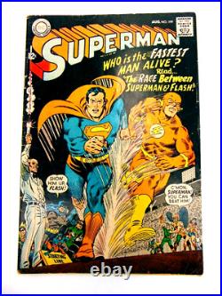 Superman #199 DC Comics 1967 FN 1st App race between the flash and Superman Key