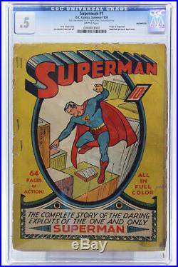 Superman #1 1939 Origin Issue CGC 0.5 Back Cover Missing Otherwise Complete