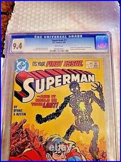 Superman #1 (1987) 1st New Metallo CGC 9.4 White Pages